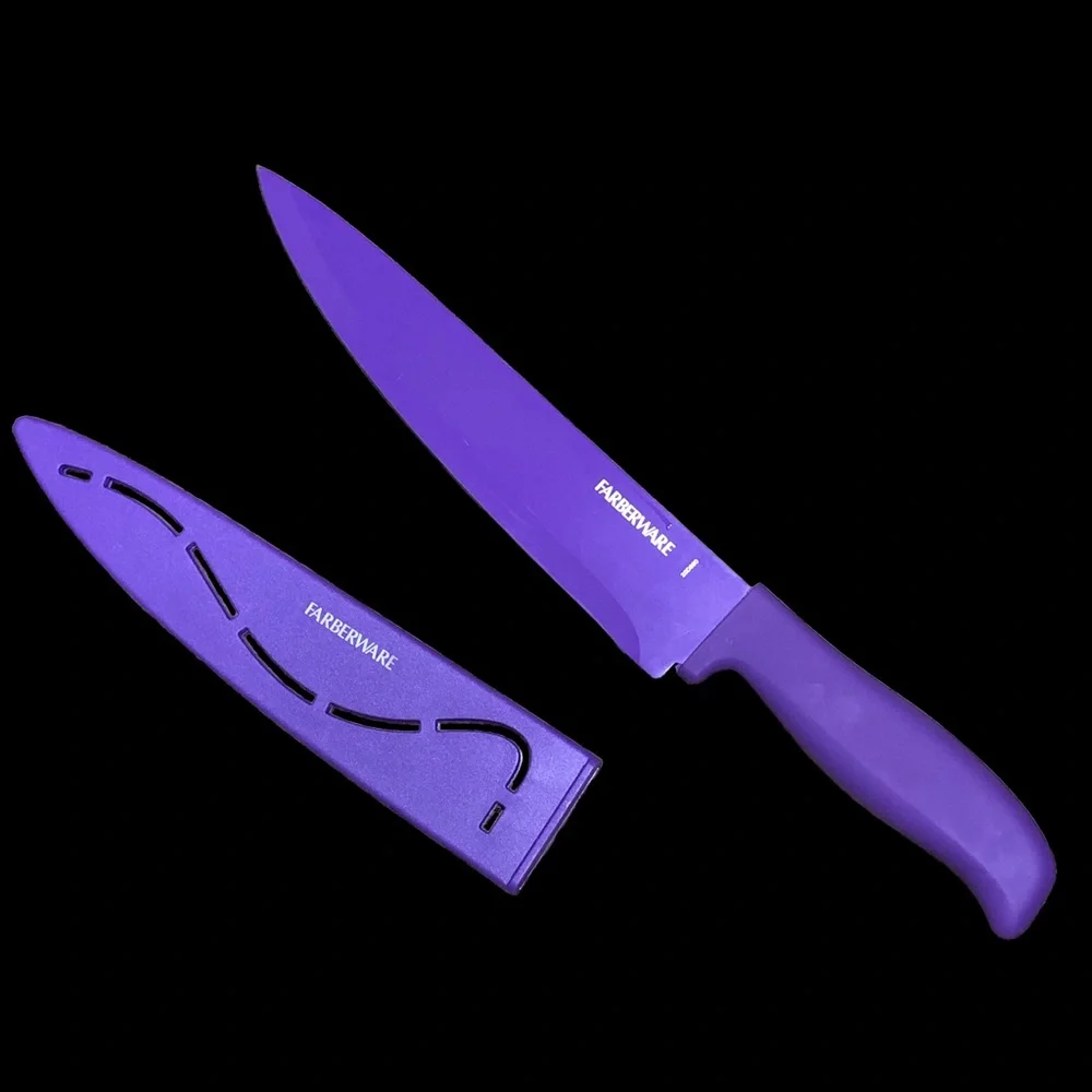 Faberware Cutlery Purple Resin 8” Knive with Blade Cover